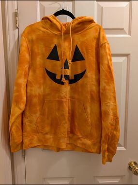 Jack O Lantern Pumpkin Face Orange Tie-Dye Hoodie  Halloween